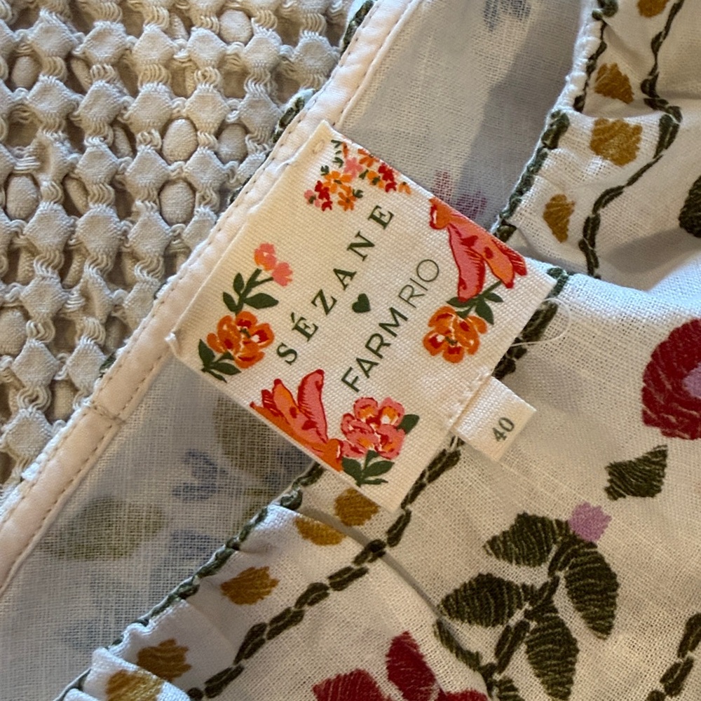 SÉZANE x FARM RIO Floral Ruffle Top sz US 8 / FR 40 NWOT - Picture 7 of 12